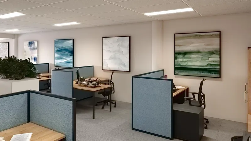 GCPC Admin Office - Collaborative zone furniture with soft seating and table