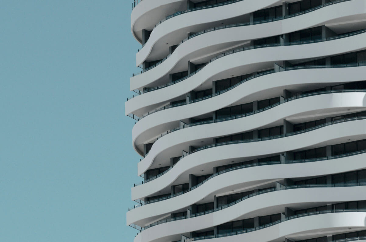 Modern residential tower design showcasing smart building integration